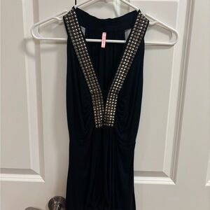 Black Stud-Trim V-Neck Women’s Dress top sleeveless by eight sixty-likenew xs/s